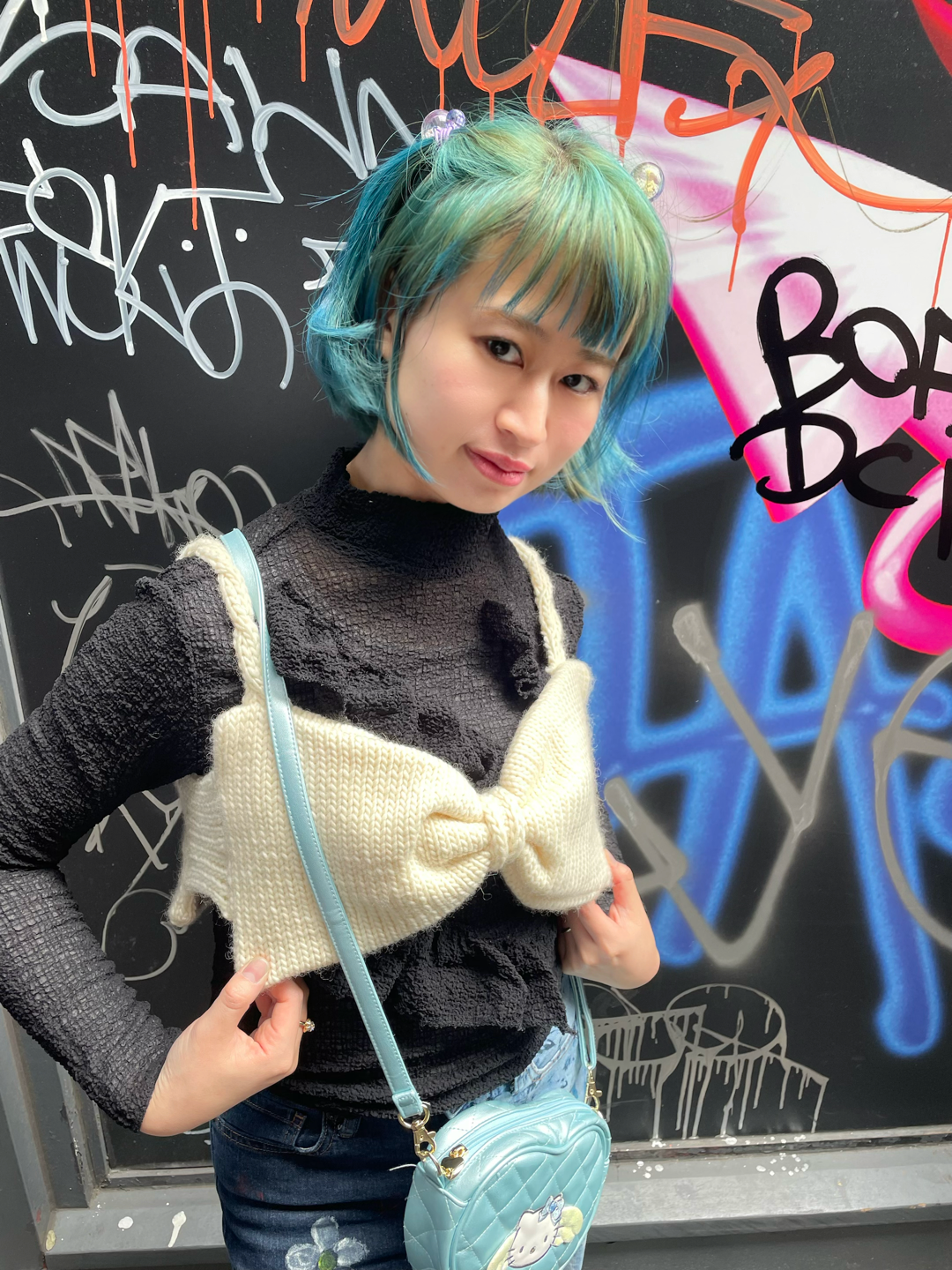 ribbon bustier hand knitted