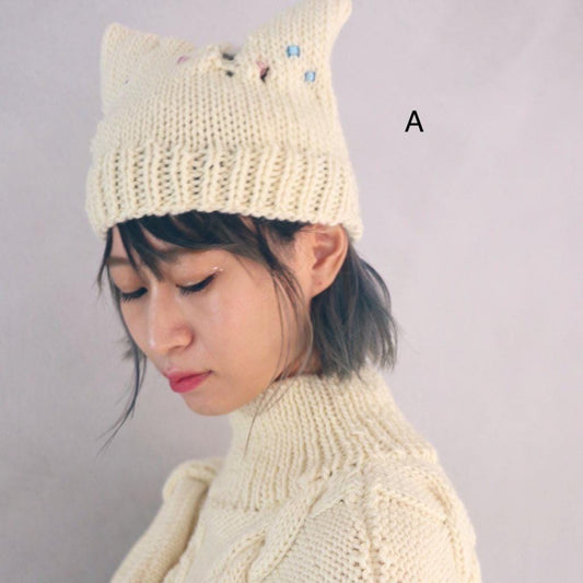 beanie, kit hat, lolita hat, cat hat