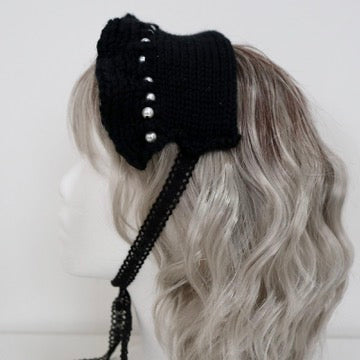 BLACK Knit Lolita Head dress