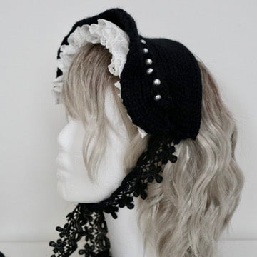 BLACK Knit Lolita Head dress