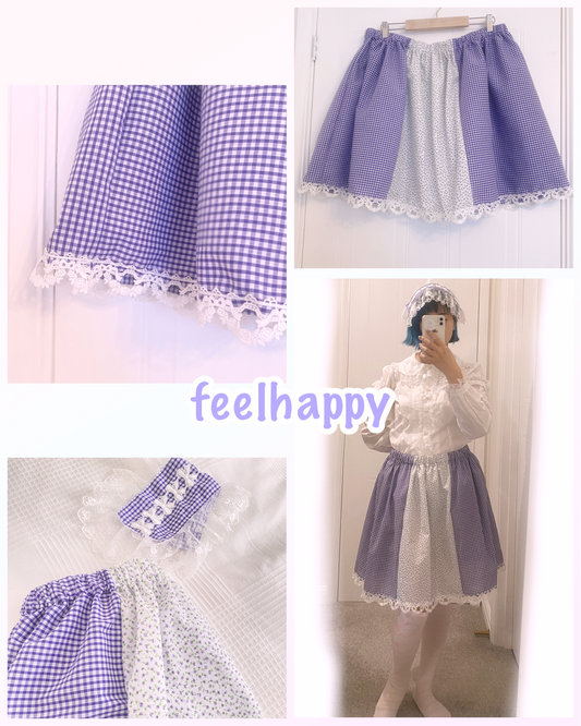 🎀Special Price🎀 purple check × flower skirt